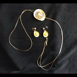 Cowboy/cowgirl hat necklace & earrings
